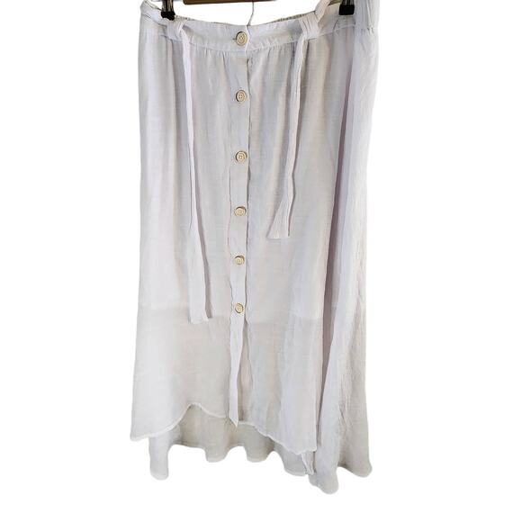 ZAC + RACHEL White High Low Button Front Elastic and Tie Waist Boho Skirt MED - Picture 1 of 6